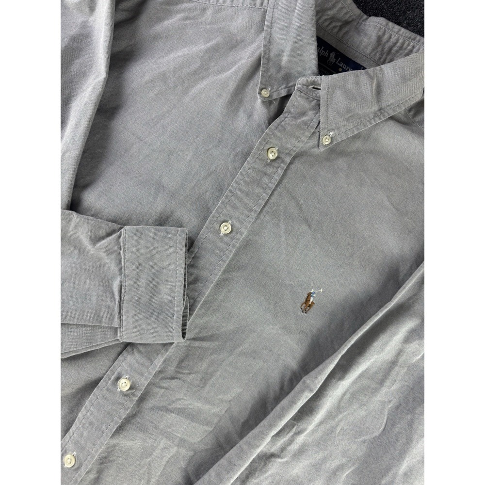 Ralph Lauren Yarmouth Button Down Shirt Gray Mens XL Pony Logo Cotton